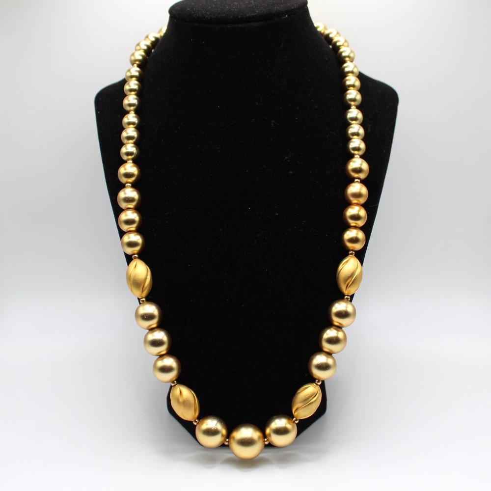 Vintage Carol Dauplaise Gold Bead Necklace - 22" inch